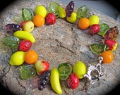 Carmen Miranda fruit bracelet sterling silver teapot clasp