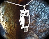 Owl necklace sterling silver