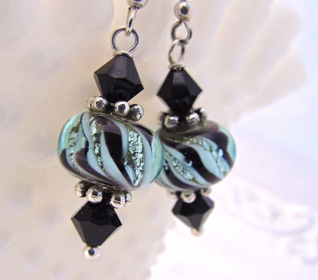 Sterling silver lampwork glass earrings handmade