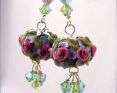 Lampwork glass earrings handmade sterling silver