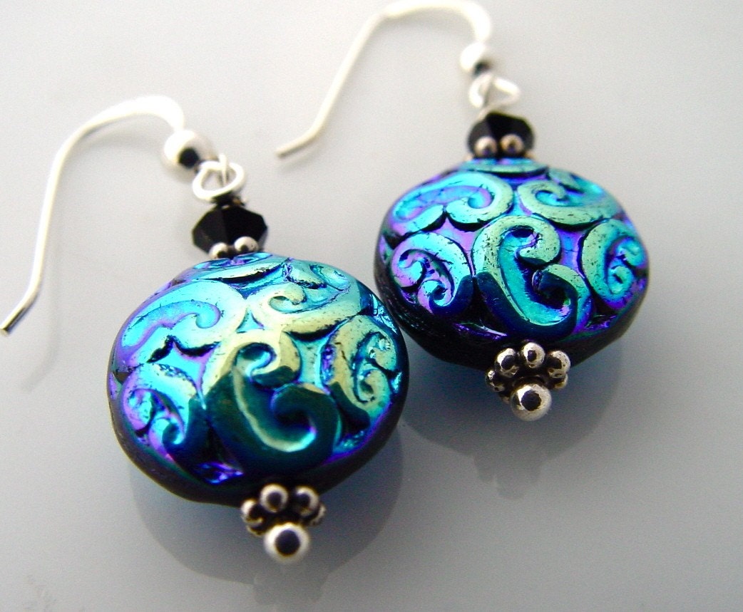 old San Francisco earrings iridescent handmade design