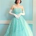 R E S E R V E D - Vintage 1950s Dress - 50s Prom Dress - Seafoam Tulle & Floral Lace