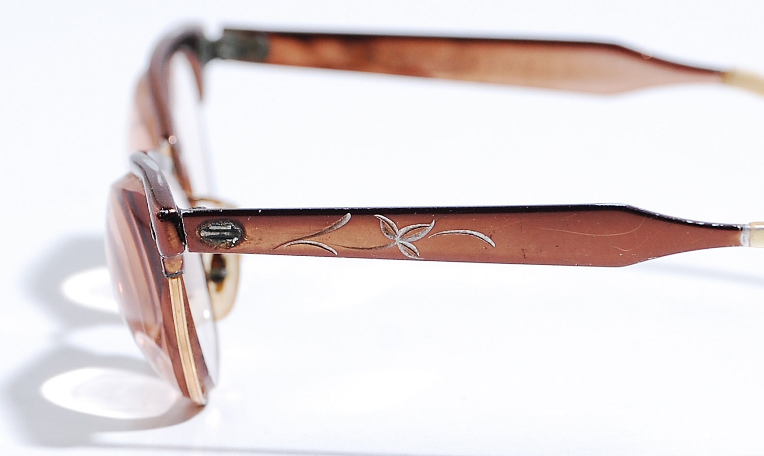 Vintage 1950s Eyeglasses - 50s Cats Eye Glasses - Shiny Copper