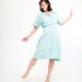 Vintage 1950s Dress - 50s Summer Dress - Pastel Blue Seersucker - Plus Size