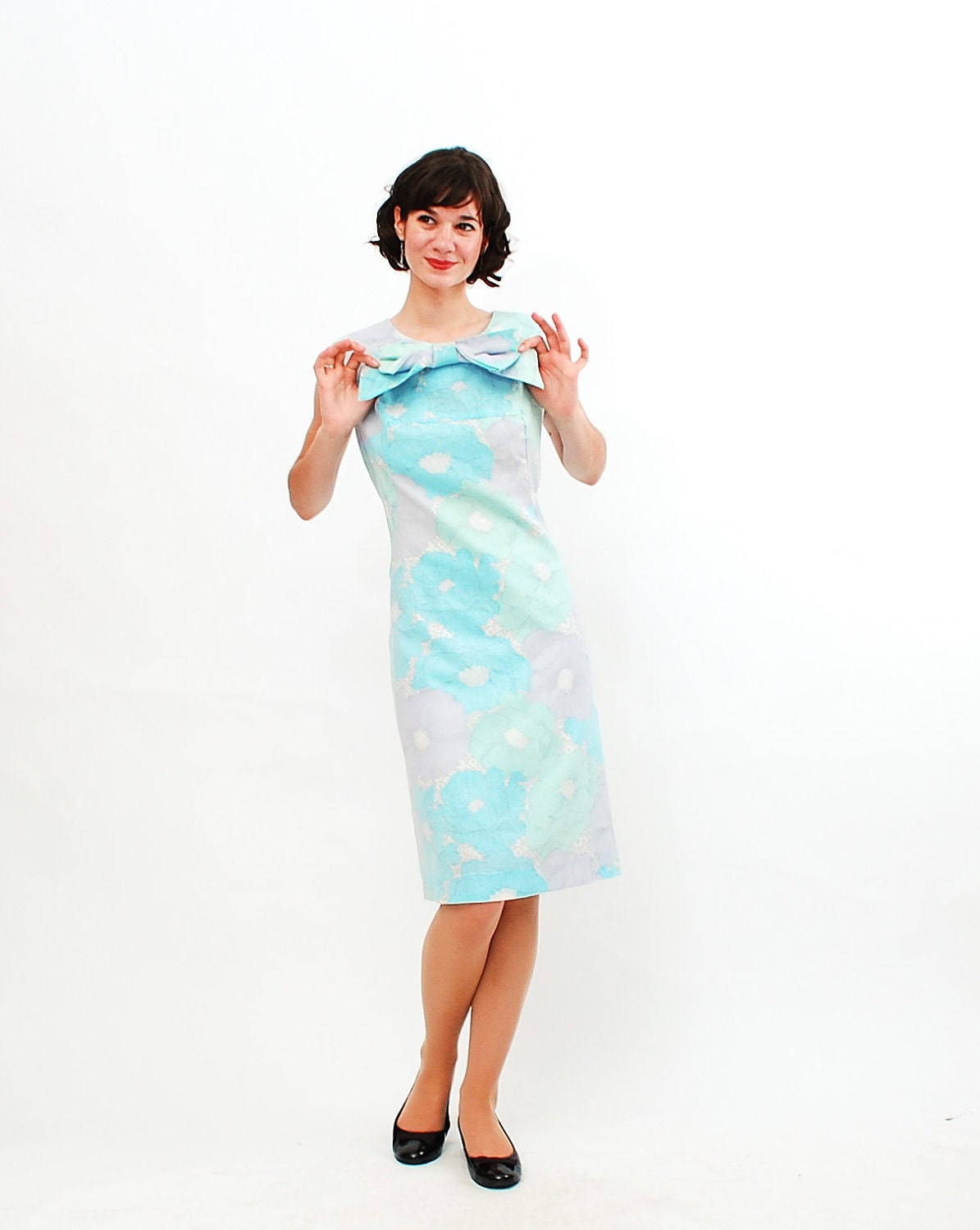 Vintage 1960s Shift Dress - 60s Summer Dress - Pastel Floral Print
