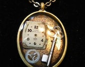 Key to Time  resin steampunk necklace