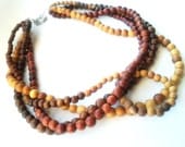 Four layer African wood bead statement necklace- The Lola