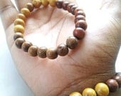 Simple, ethnic, wood bead mens stretch bracelet- The Aziz