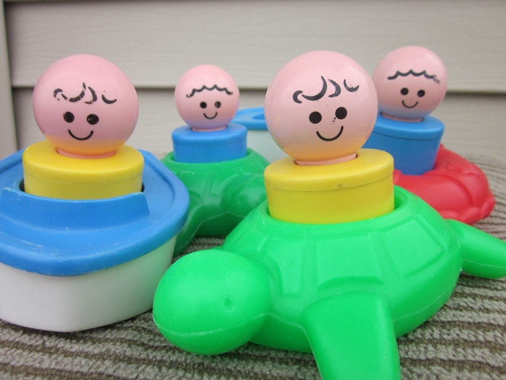 Vintage Fisher Price Bath Tub Toys Big Little by NostalgiaMama