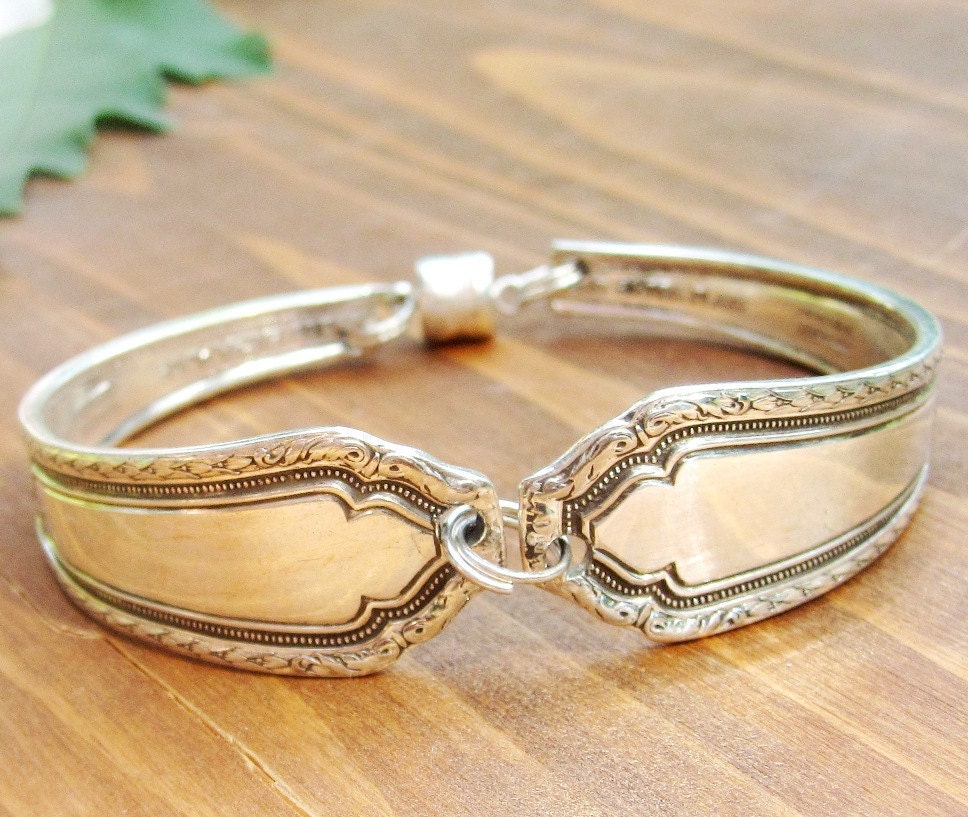 CLASSIC BEAUTY- Upcycled Floral Silverware Bracelet Sz SM