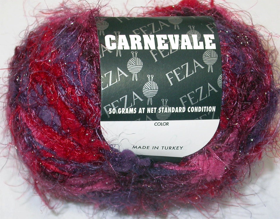 Feza Carnevale, soft fuzzy thick and thin eyelash novelty yarn bulky, maroon pink blue mix