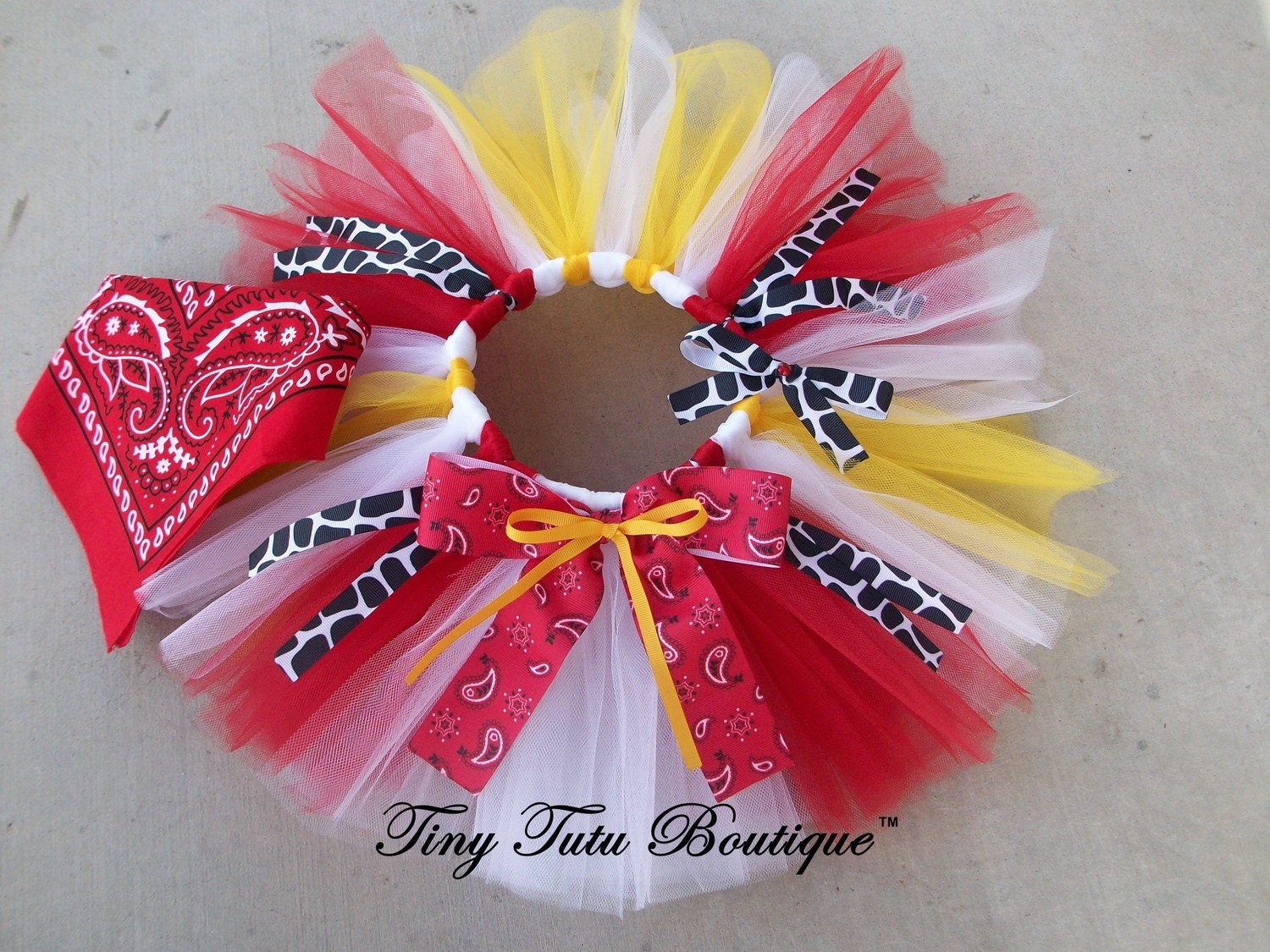 Jesse the Cowgirl- Red,White,Yellow baby/child Tutu Set- 2T/3T, 4T/5T