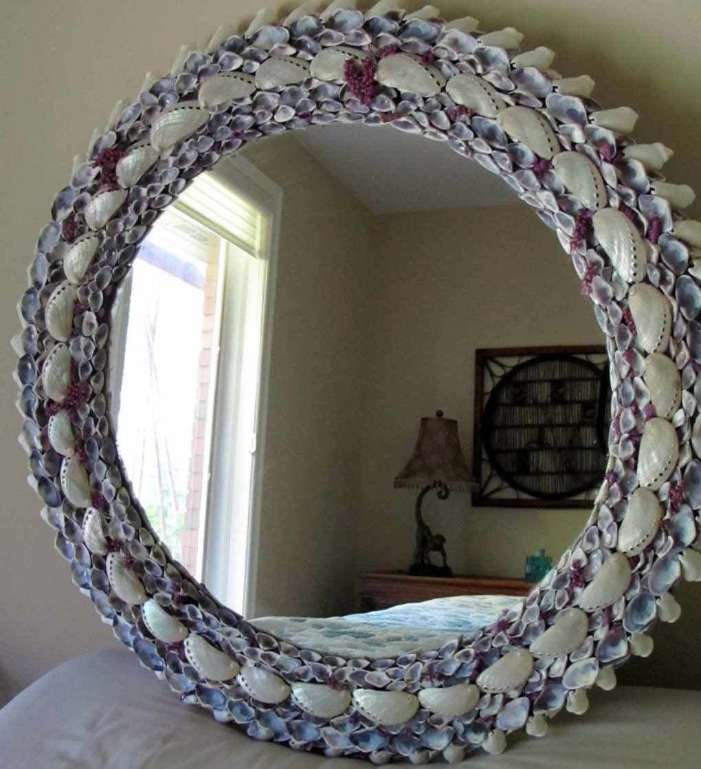 Lavender and White Seashell mirror