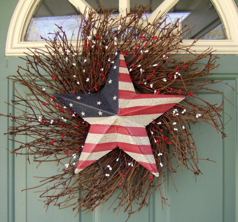 Summer Wreath - Patriotic Wreath - Star Wreath - Flag Wreath