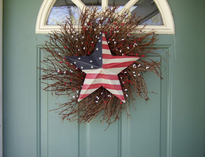 Summer Wreath - Patriotic Wreath - Star Wreath - Flag Wreath