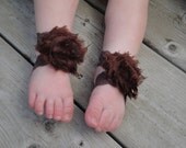 Chocolate Brown with Brown Lace Baby Barefoot Sandals
