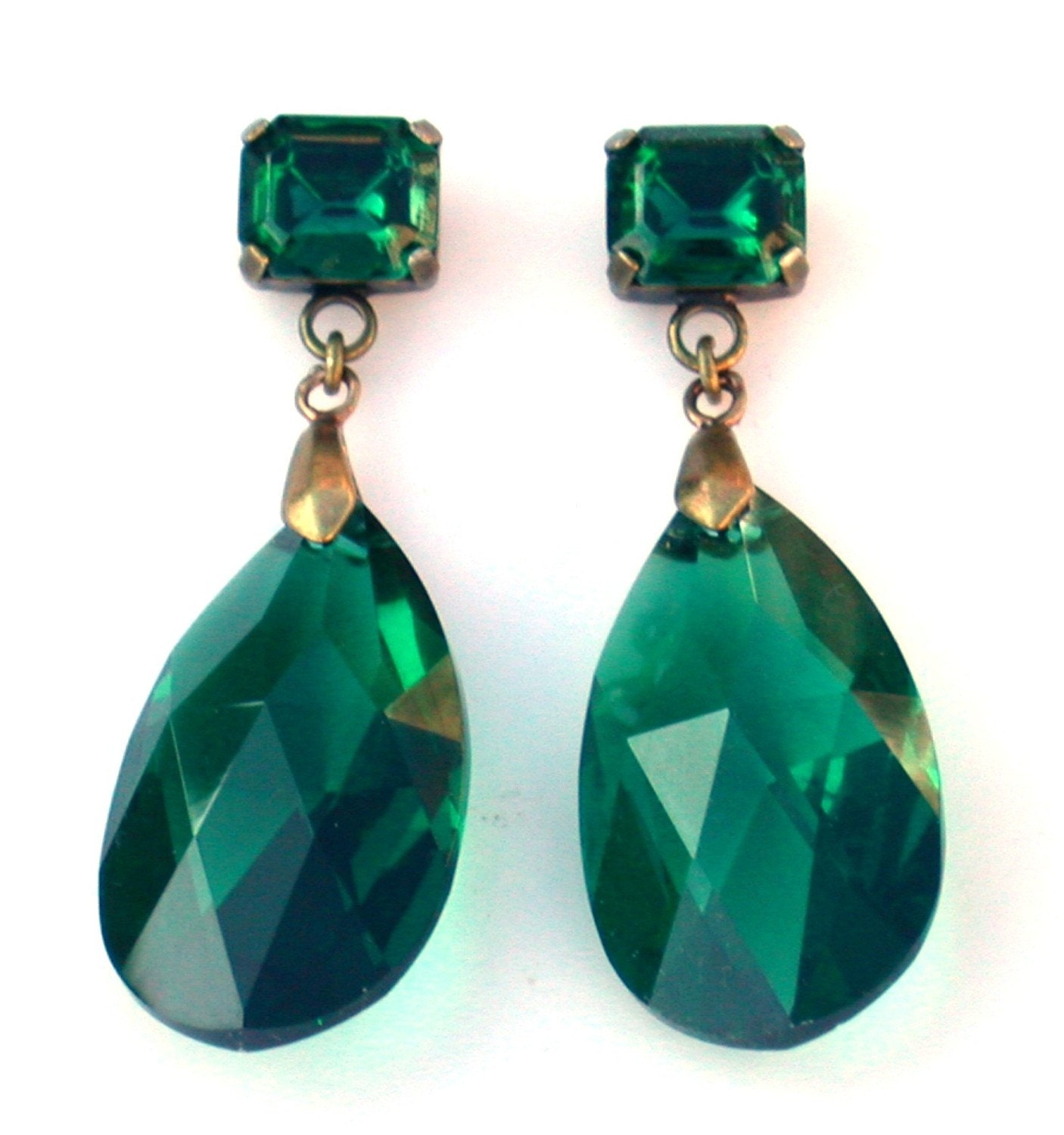 Angelina Jolie's Inspired Gorgeous Emerald  Earrings in  Crystal SWAROVSK I- Celebrity Inspired