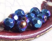 Winter Blue Golden Plum - Czech Glass - Faceted 10mm Round - 10 Beads - AliciasBeads