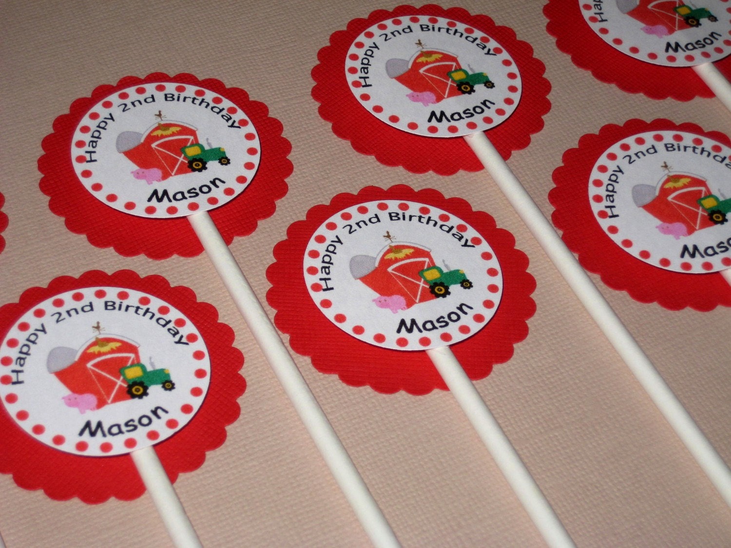 My Little Farmer Personalized Farm Party Cupcake Toppers Il_170x135