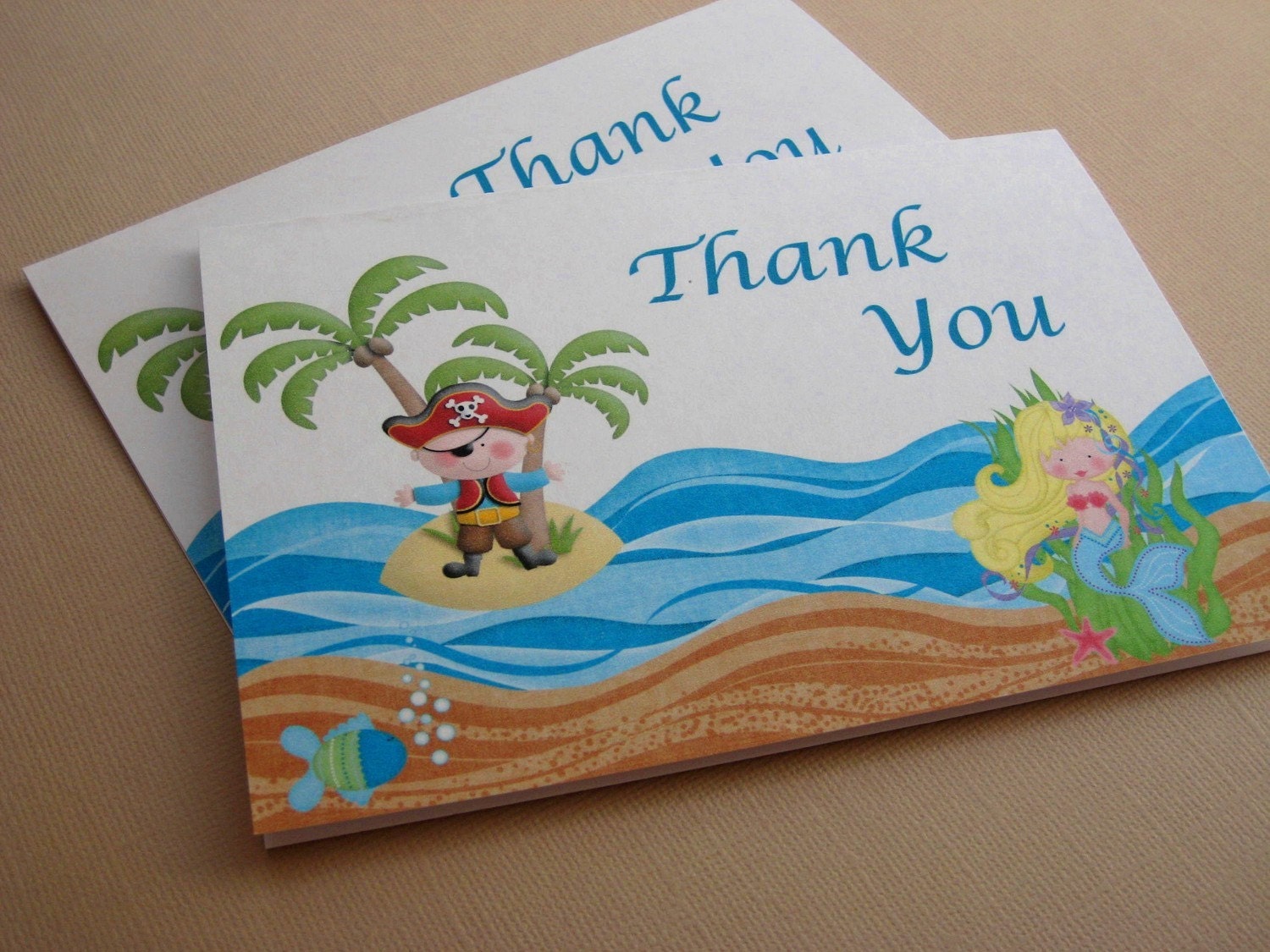 Treasure Cove...Customized Mermaid and Pirate Thank You Notes Il_570xn