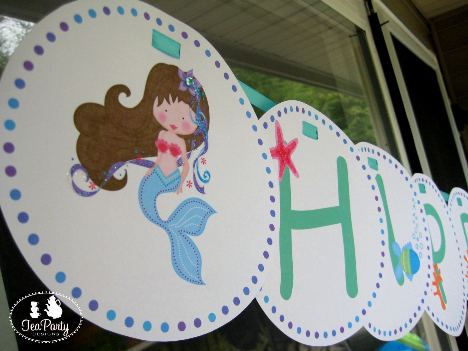 Mermaid Party Custom Birthday Banner - Blue Lagoon Collection from Tea Party Designs Il_570xn