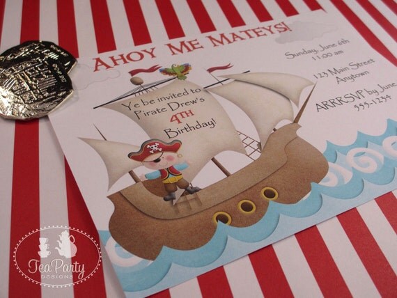 Ahoy Matey...Customized Boy Pirate Birthday Party Invitations Il_570xn