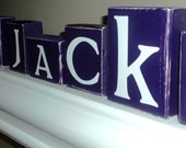 CUSTOM LETTER BLOCKS - Go Jacks sfa - Texas School - College Football - Purple White Lumberjacks - University - Personalized