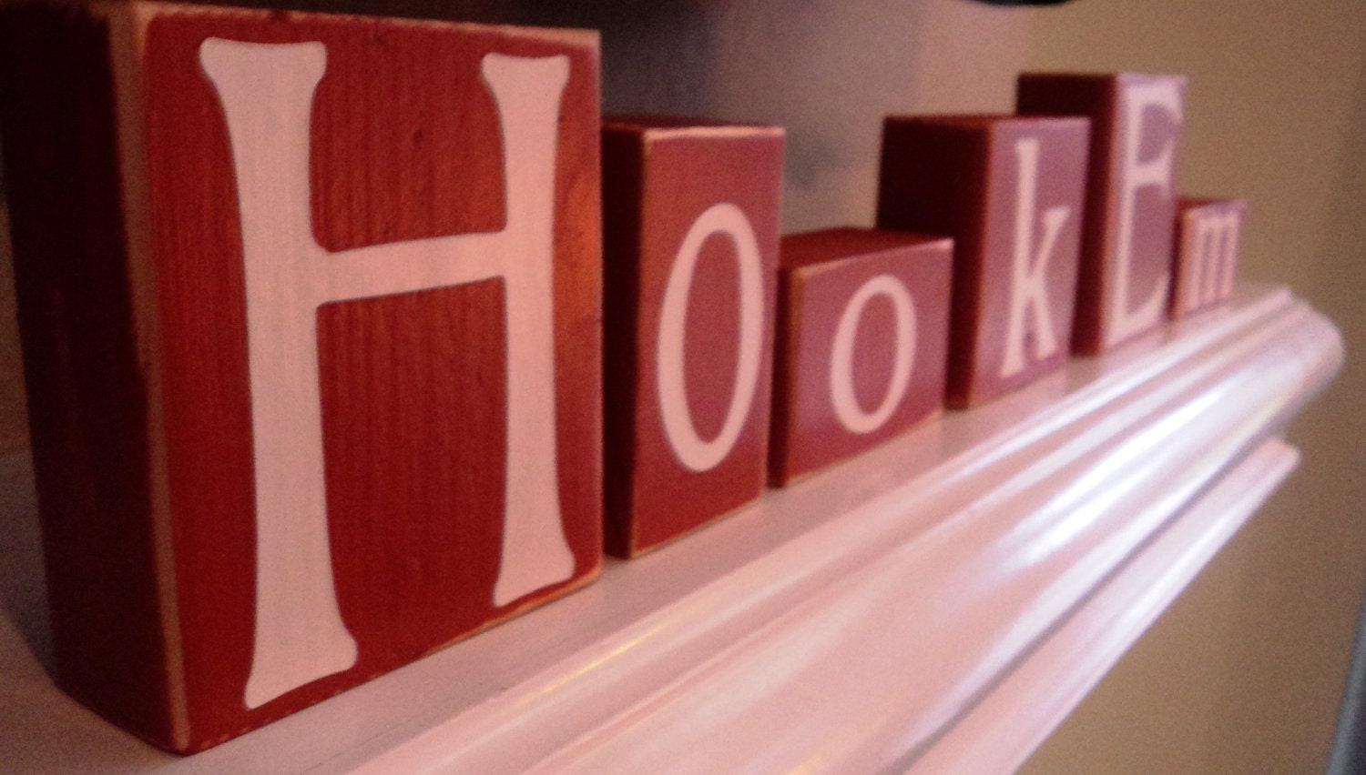 Hook Em Blocks - Longhorns - College - UT - Custom - Texas Personalized Sign - Shelf - Team - Name - University - Football