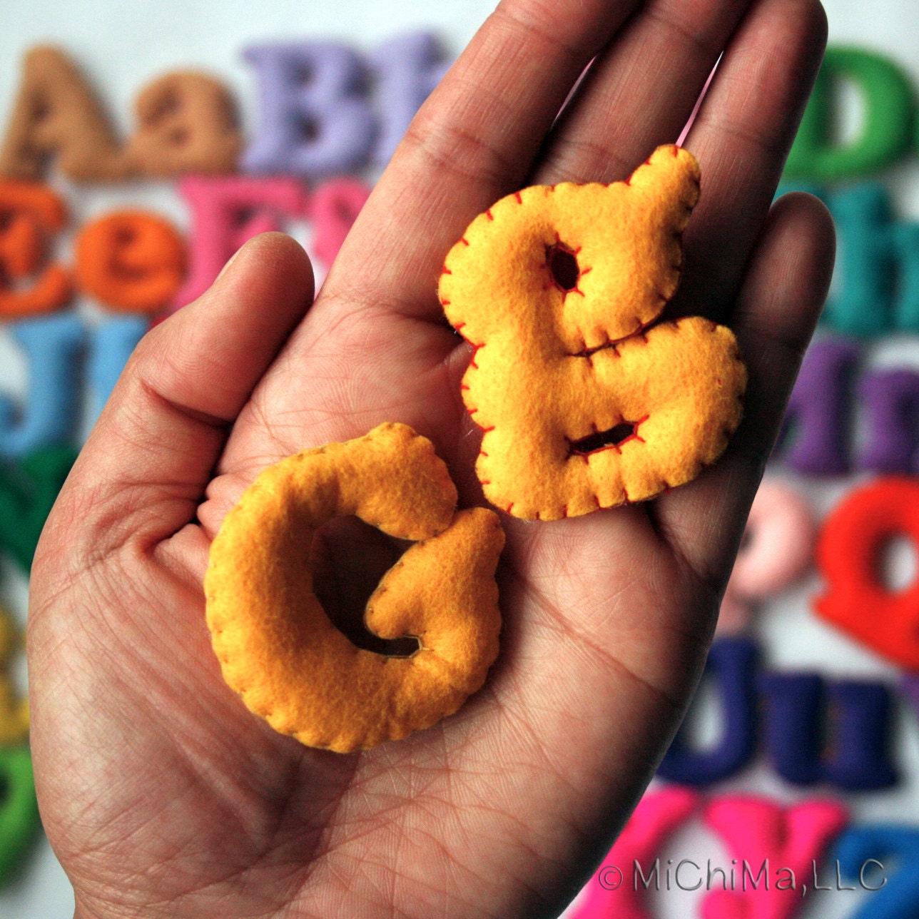 Stuffed Felt Alphabet Letter Set in a Drawstring Bag - Mixed Upper and Lower Case Set