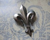 Victorian Fleur de Lis Watch Pin Sterling Silver