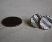 Vintage Chevron Button Earrings (Small)