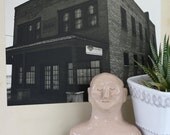 Vintage Black and White Photo of an Abandoned Brick Building