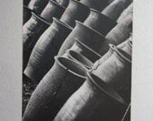 Vintage Black and White Photo of a Grouping of Pottery