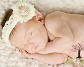Newborn Adorable Cream Headband with Beautiful Cream Flower