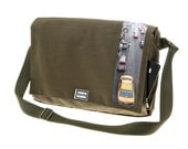 Army Green Laptop Messenger Bag - Printed Bag - Cordura Messenger Bag with Adjustable Straps - Dundee Bangkok Print Messenger Bag