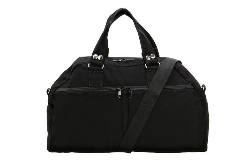 Black Drill Canvas Padded Laptop - Messenger -  Backpack - Overnight Bag - Neo