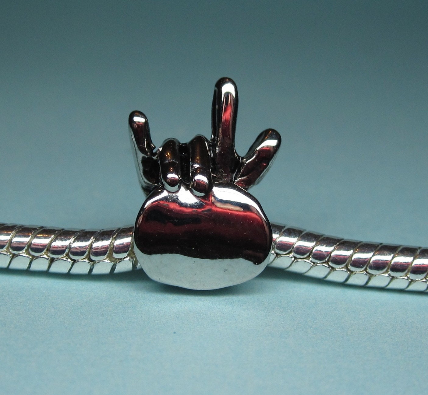 Silver Hand I LOVE YOU Charm fits European Bracelets - Item C44