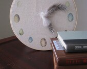 Bird egg embroidery hoop clock