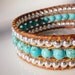 CUSTOM: Single Leather Wrap Cuff Turquoise Magnesite Silver Silver Plate