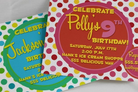 POLKA DOTS INVITATION Printable Personalized Invitation Il_570xn