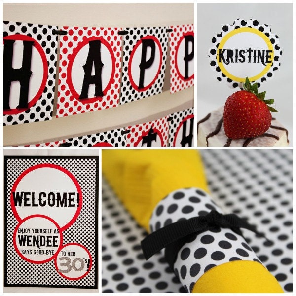 MOD DOTS Collection - Printable Party Décor Il_570xn