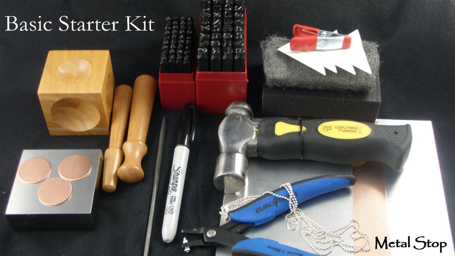 Metal JEWELRY STAMPING KIT Terrific Starter Kit- Two Alphabet Stamp Sets Included With The Tools You Need To get Started