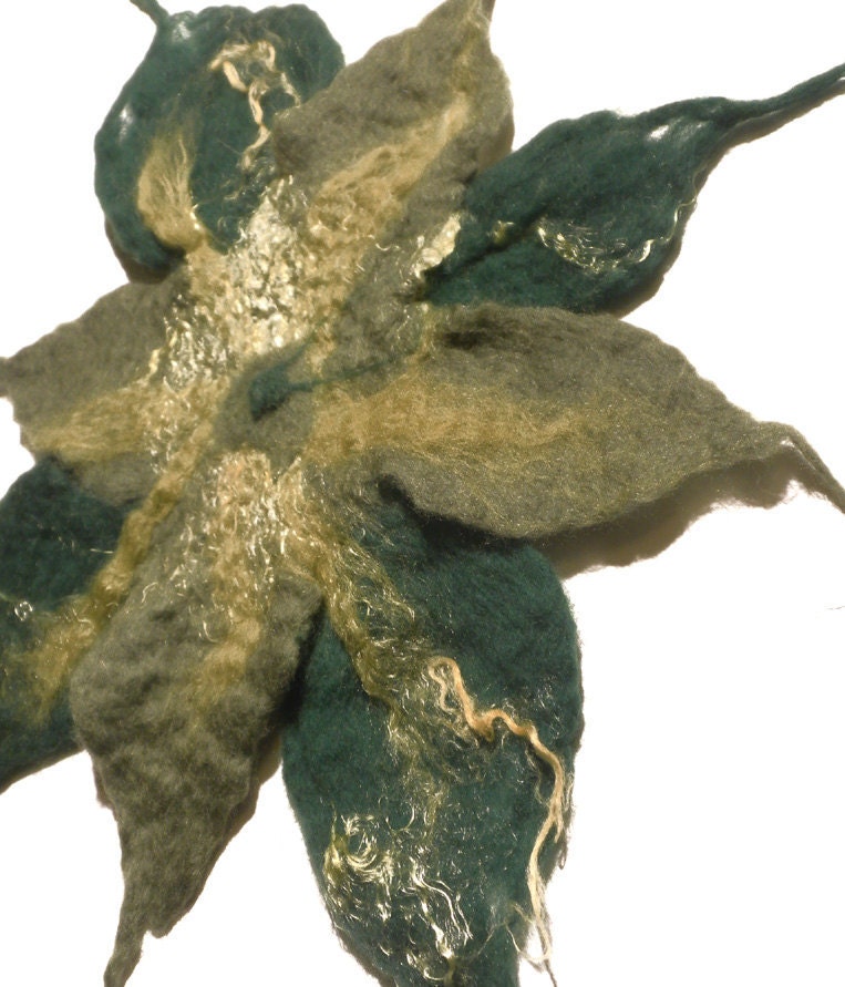 CLEARANCE Giant Green Hand Felted Flower FREE SHIPPING