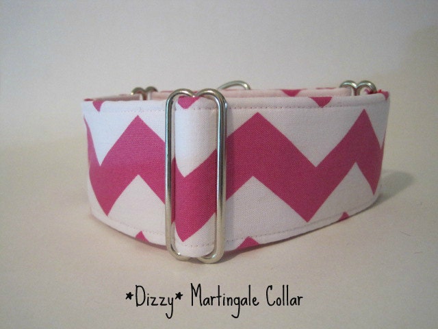 Pink Chevron Martingale Collar, 2 inch Martingale Collar, Chevron Dog Collar, Hot Pink Martingale Collar, Martingale Dog Collar