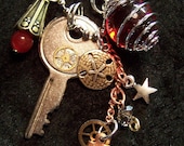 Vintage Steampunk Key and Marble Pendant