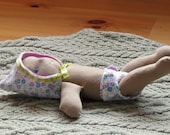 Newborn baby Waldorf doll  tutorial package doll and bonnet and diaper for 10 to 12 inch small doll