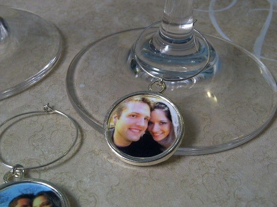 Wine Glass Charms Custom Photo Round Charms