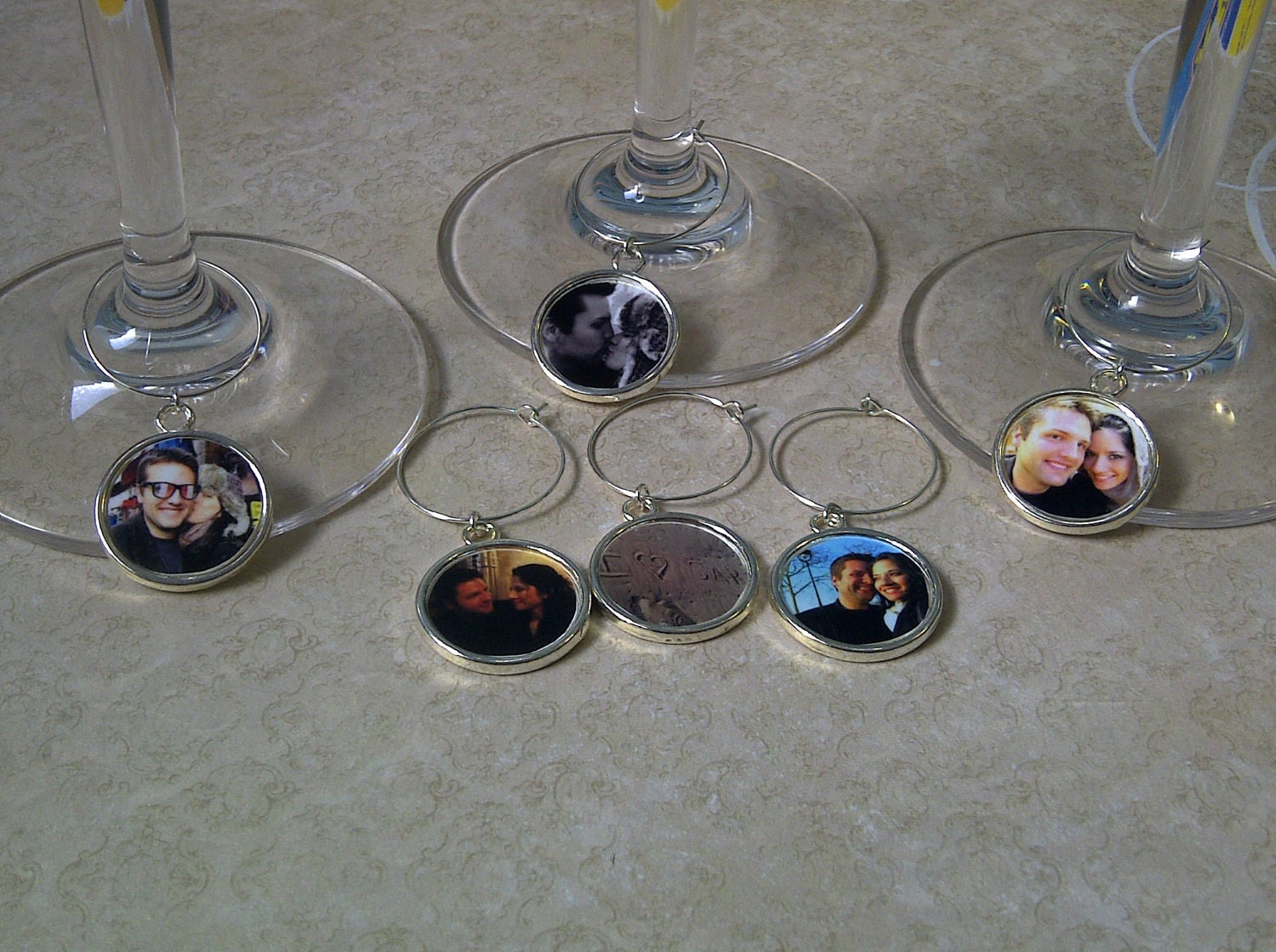 Wine Glass Charms Custom Photo Round Charms