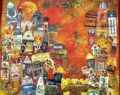 Sunset in Jerusalem Judaic Mixed Media Collage