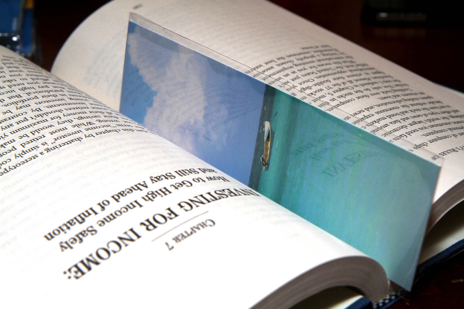 Boat at Sea,  Floating Boat, Book Mark, Fine Art Photograph, Turquoise Ocean, Caribbean Sea